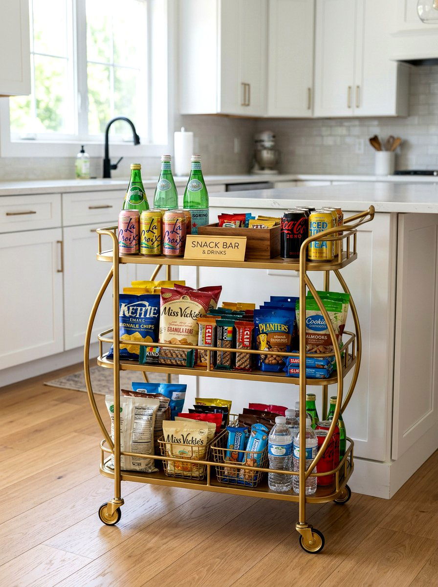 Rolling snack cart - 30 pantry snack zone ideas