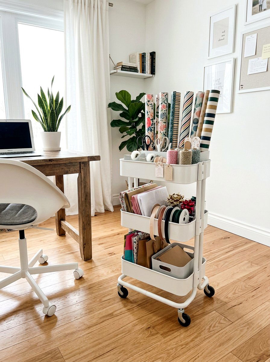 Rolling storage cart - 30 holiday storage ideas