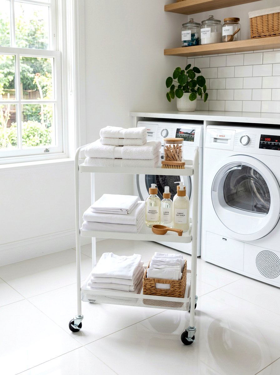 Rolling storage carts - 30 bedding storage ideas