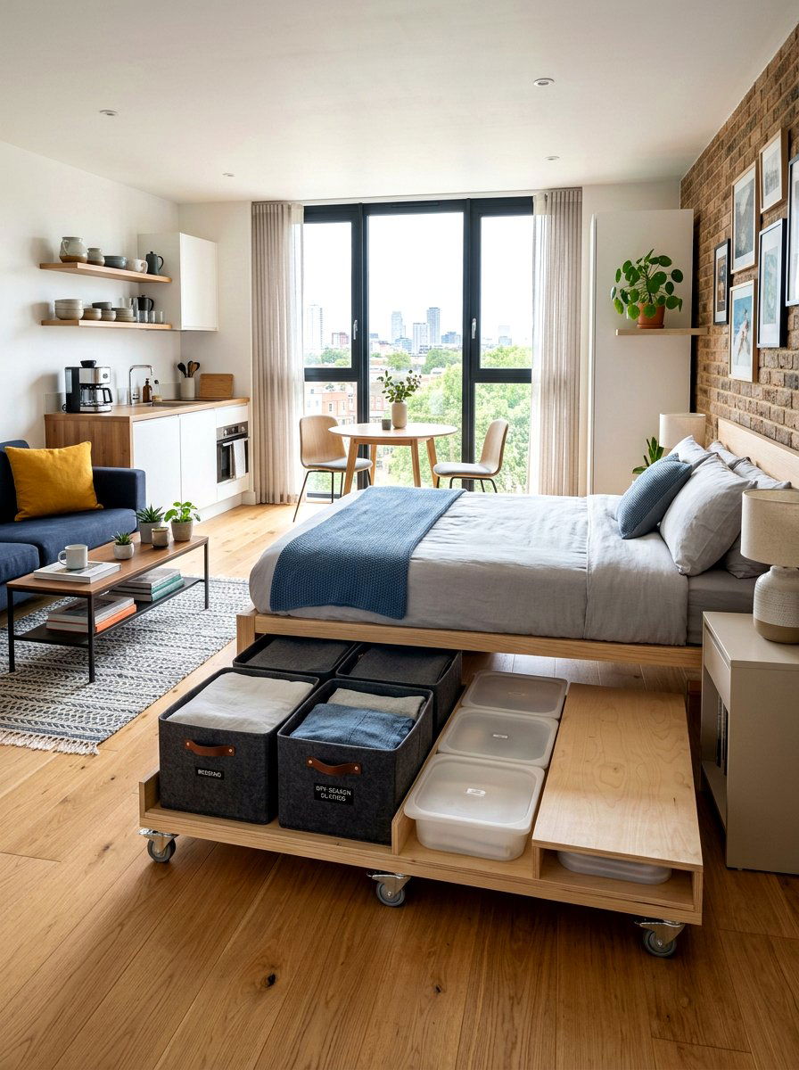 Rolling trundle bed frame - 30 under bed storage ideas