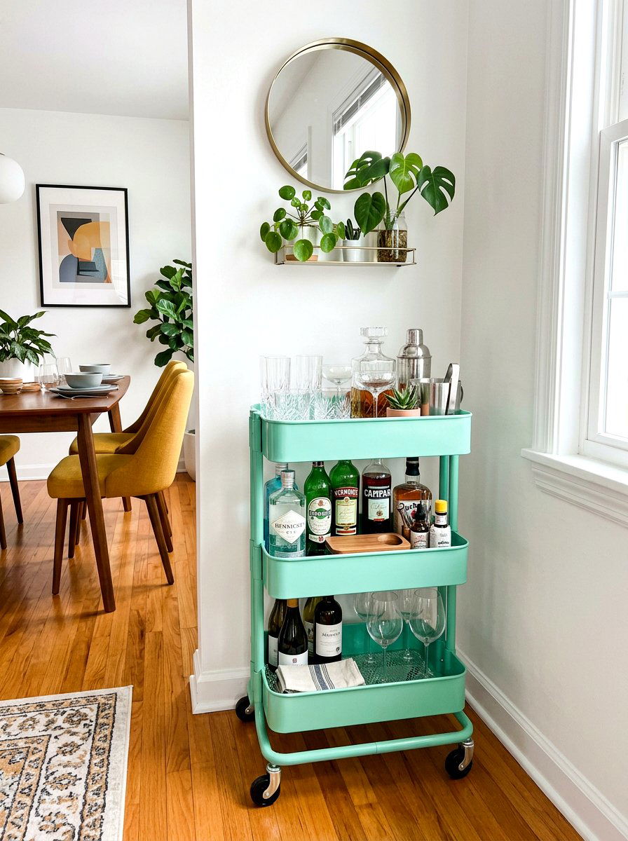 Rolling utility cart - 30 no drill shelving ideas