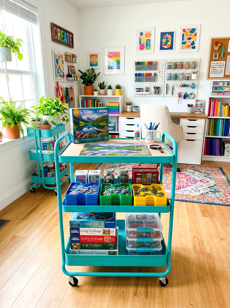 Rolling utility cart - 30 puzzle storage ideas
