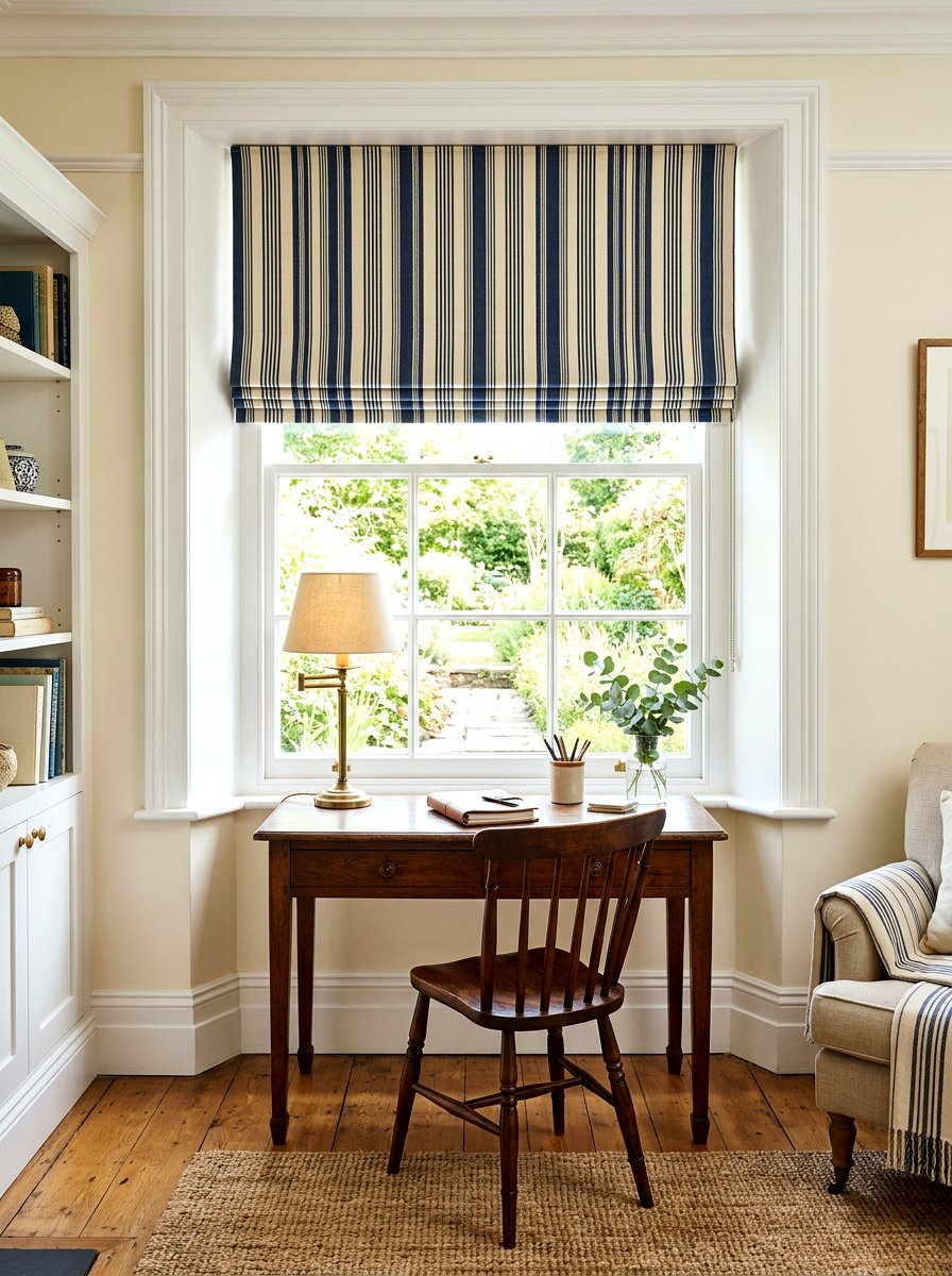 Roman Shade Window Treatment - 30 English cottage living room ideas