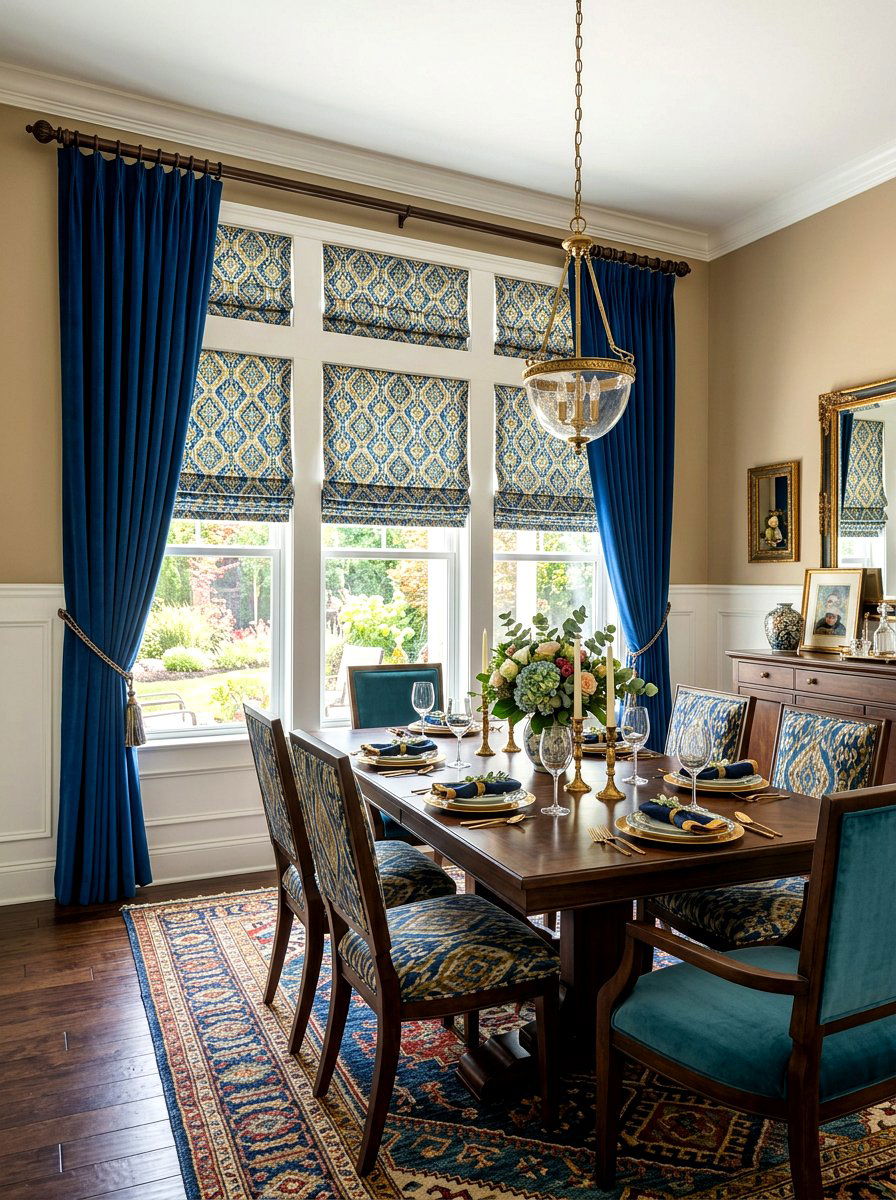 Roman Shades And Curtains Combination - 30 dining room drapery ideas