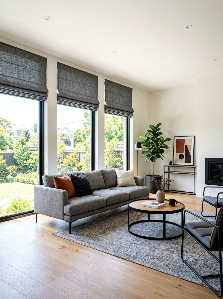 Roman shades living room - 30 living room curtain ideas