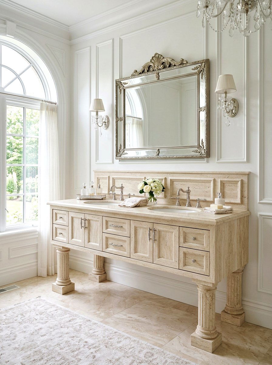 Roman travertine vanity - 30 travertine vanity bathroom ideas