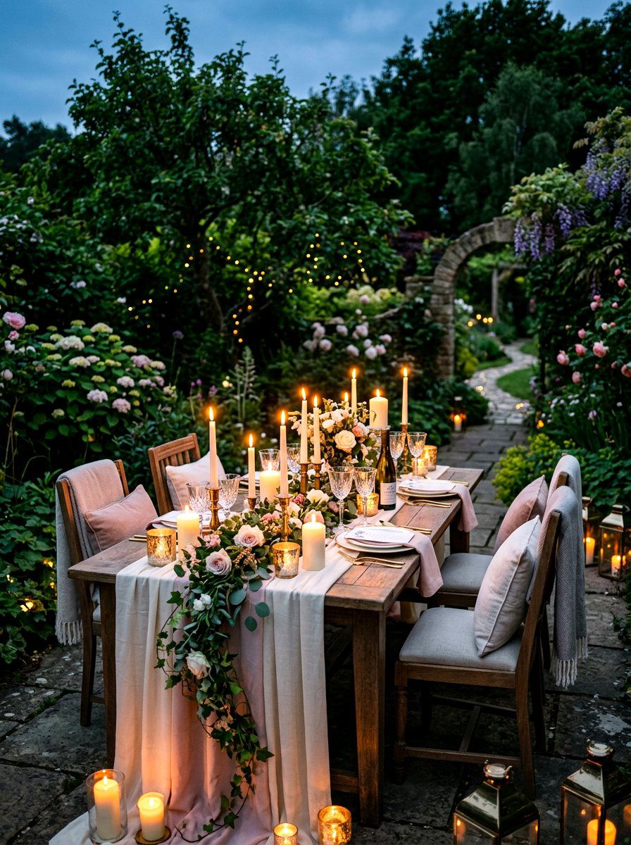 Romantic Candlelight Garden Table - 30 garden party table ideas