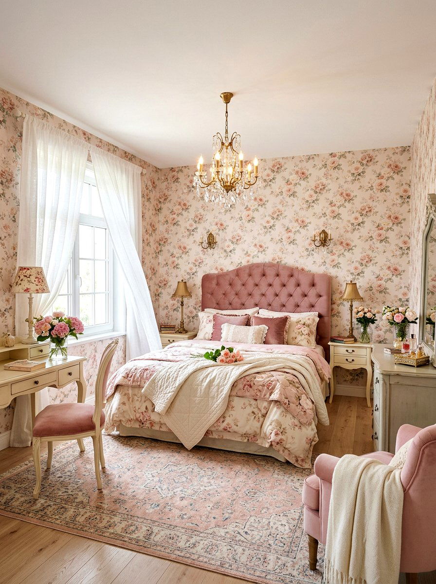 Romantic Floral Bedroom - 30 tiny cottage decor ideas