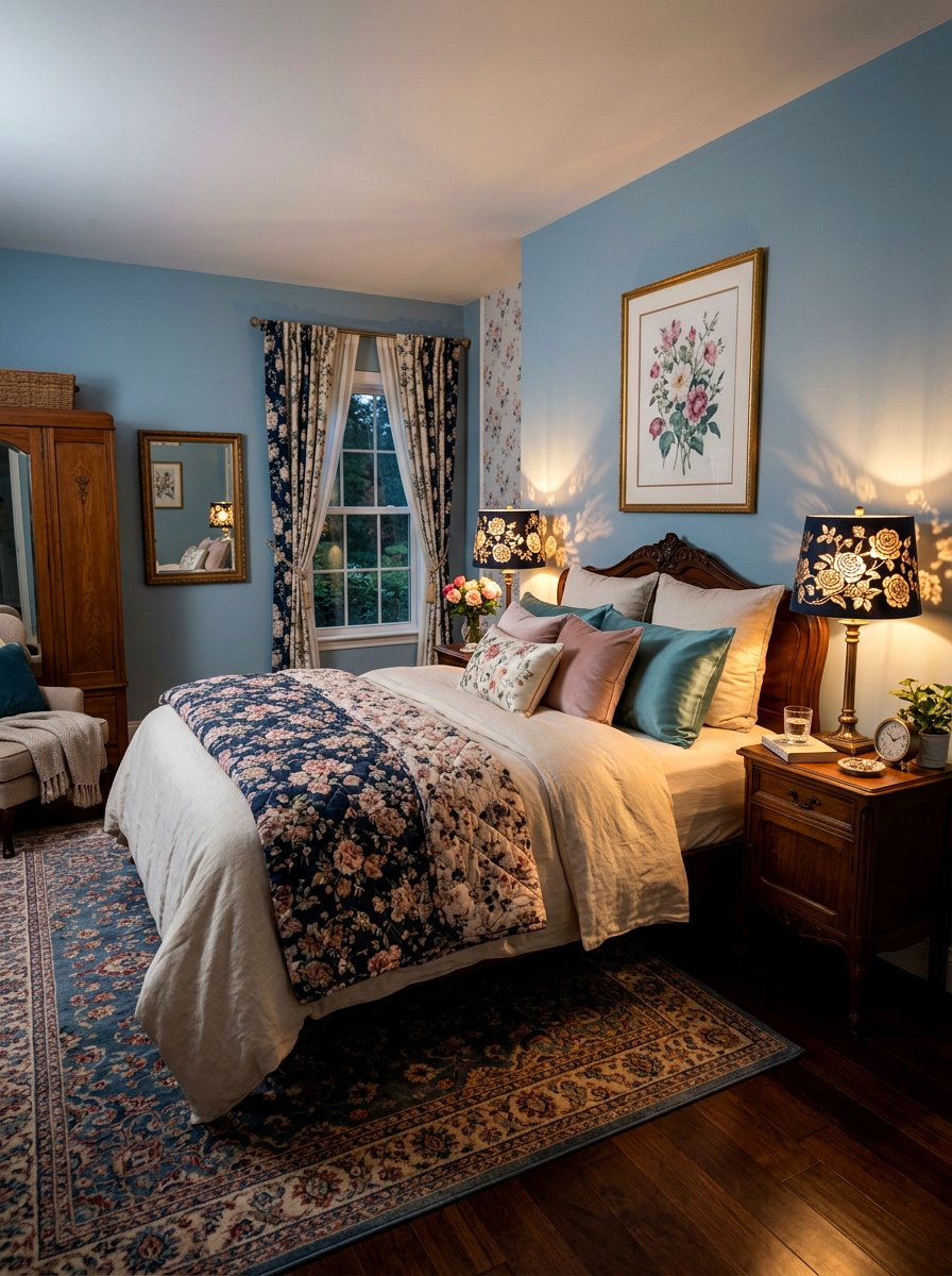 Romantic Floral Bedroom Lighting - 30 dark floral bedroom aesthetic ideas