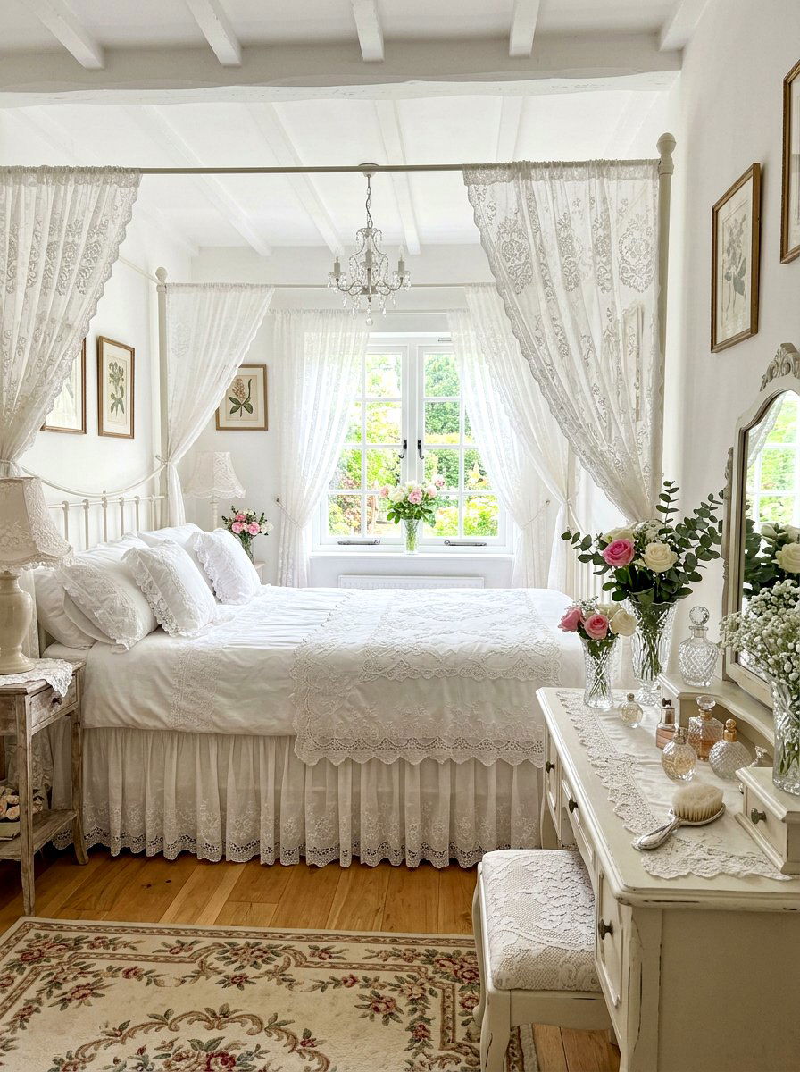Romantic Lace Cottage Bedroom - 30 cottage vintage bedroom ideas