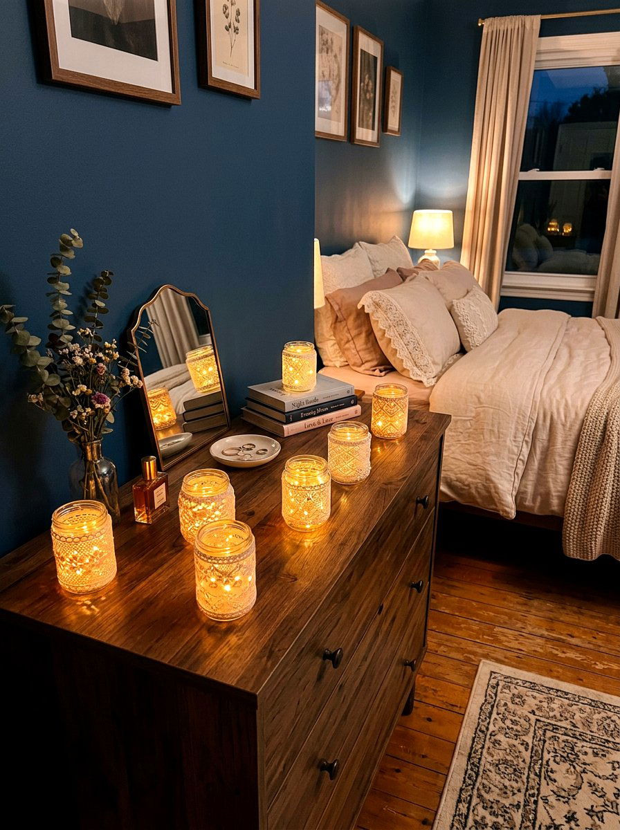 Romantic Lace Mood Lighting - 30 lace bedroom decor ideas