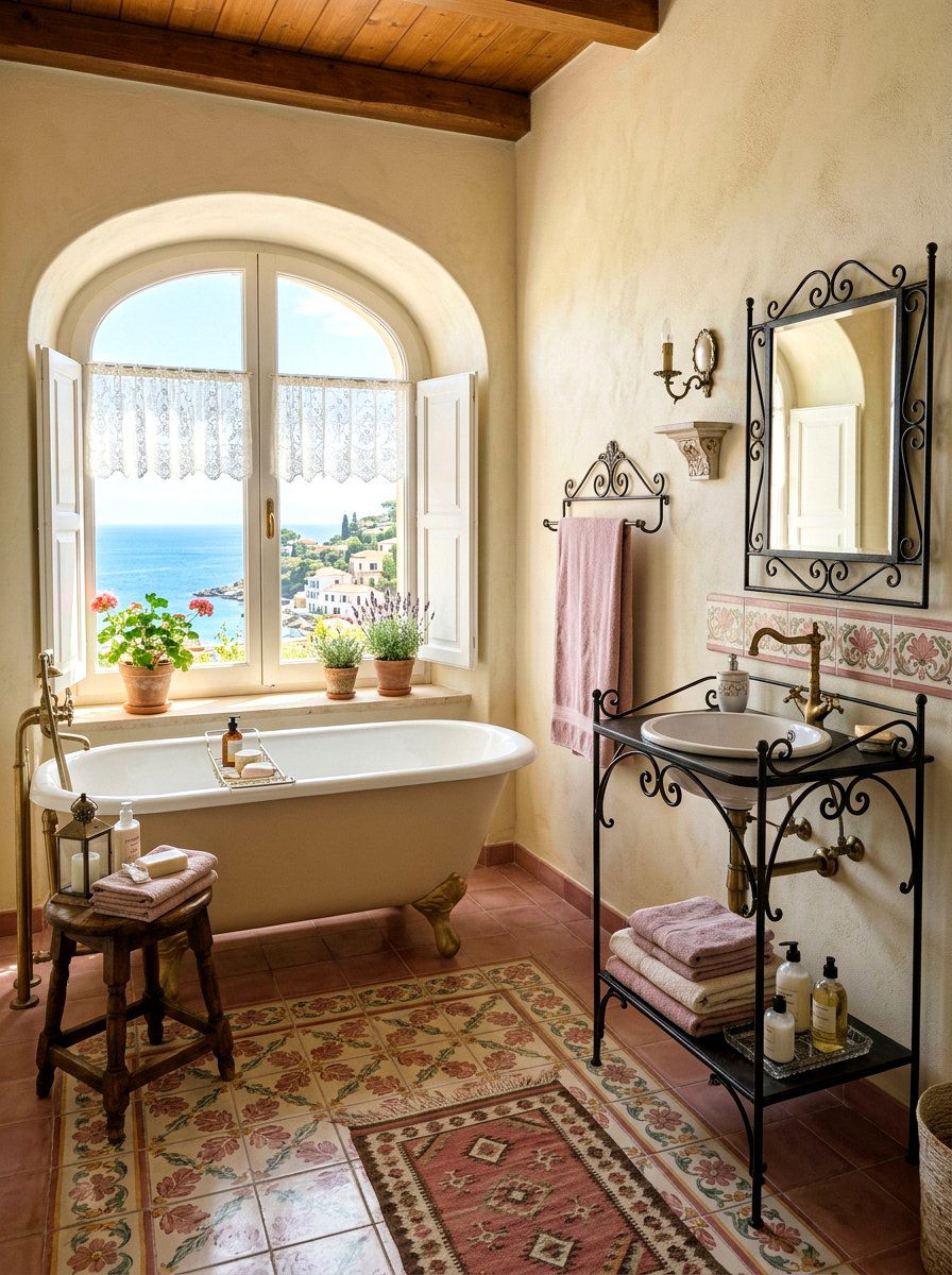 Romantic Mediterranean Guest Bathroom - 30 Mediterranean bathroom ideas