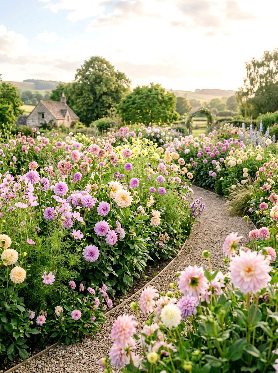 Romantic Pastel Dahlia Garden - 30 dahlia garden ideas
