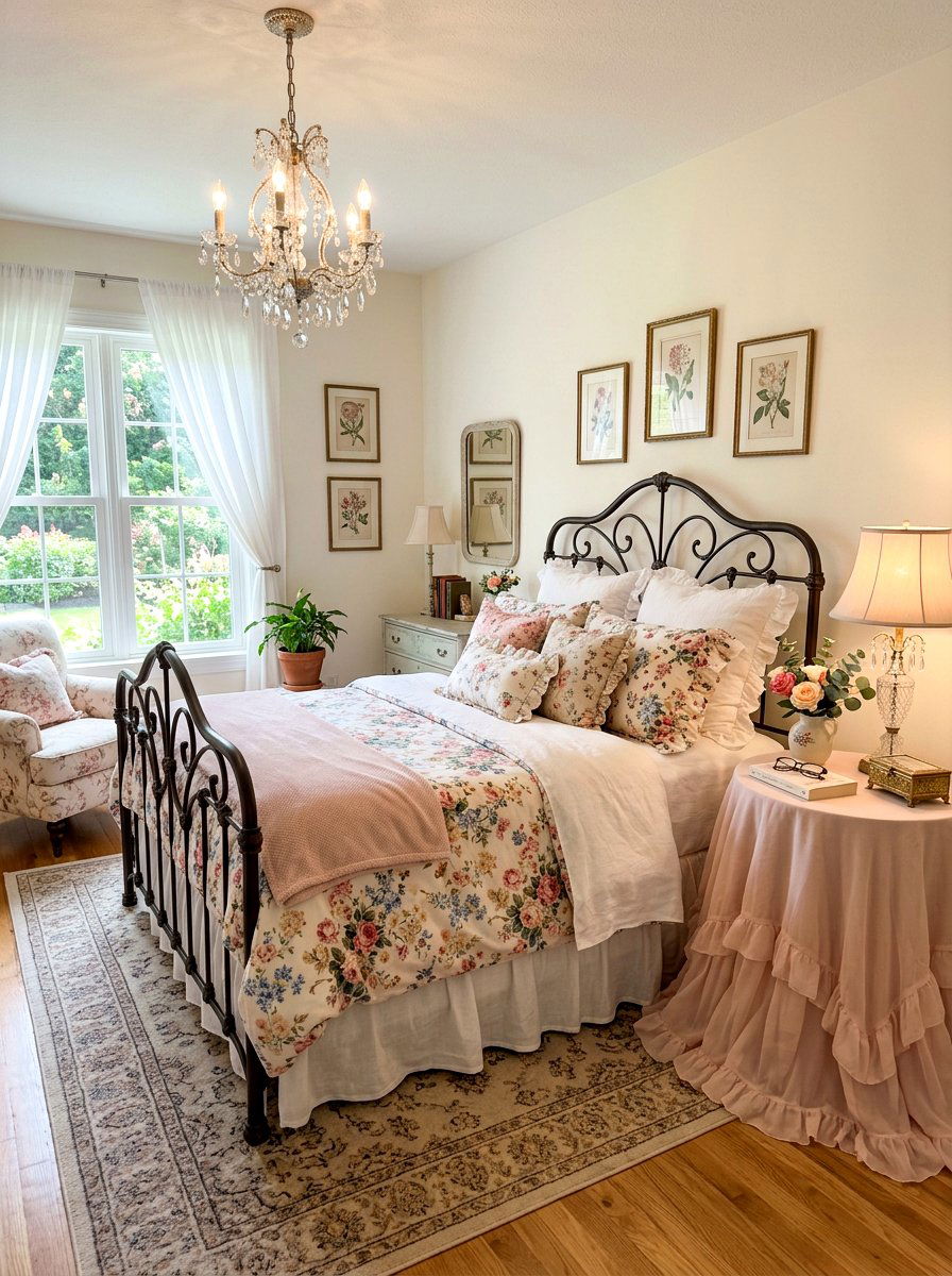Romantic Ruffled Bedside Table - 30 skirted nightstand ideas