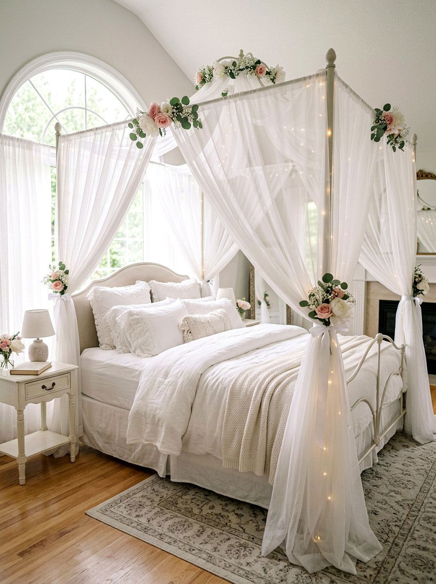 Romantic Sheer Canopy Bed - 30 statement canopy bed bedroom ideas