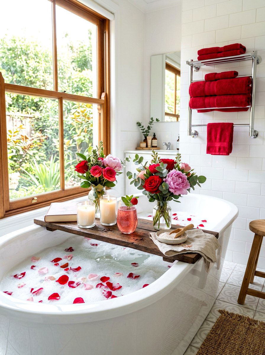 Romantic Valentine Bathroom Spa Set - 30 Valentine home decor ideas