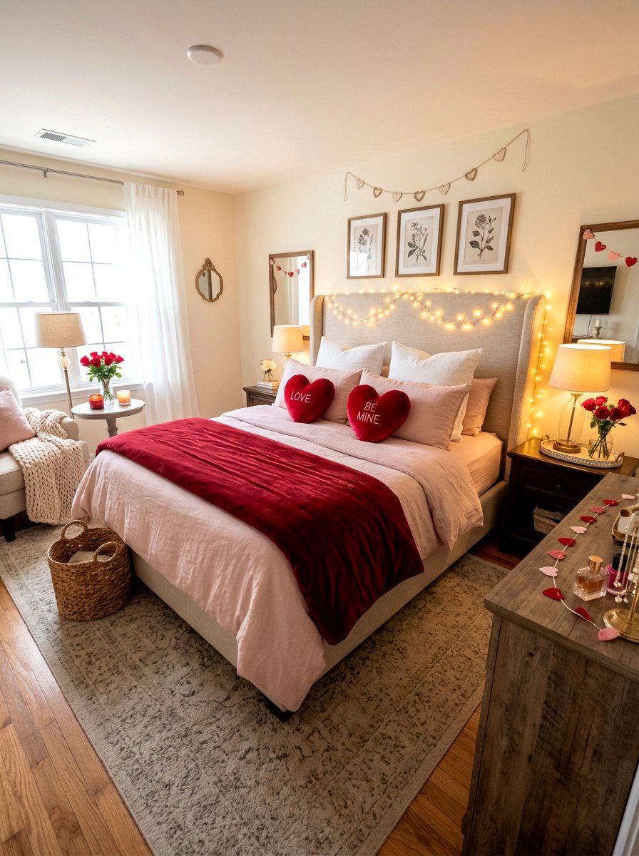 Romantic Valentine Master Bedroom - 30 Valentine home decor ideas
