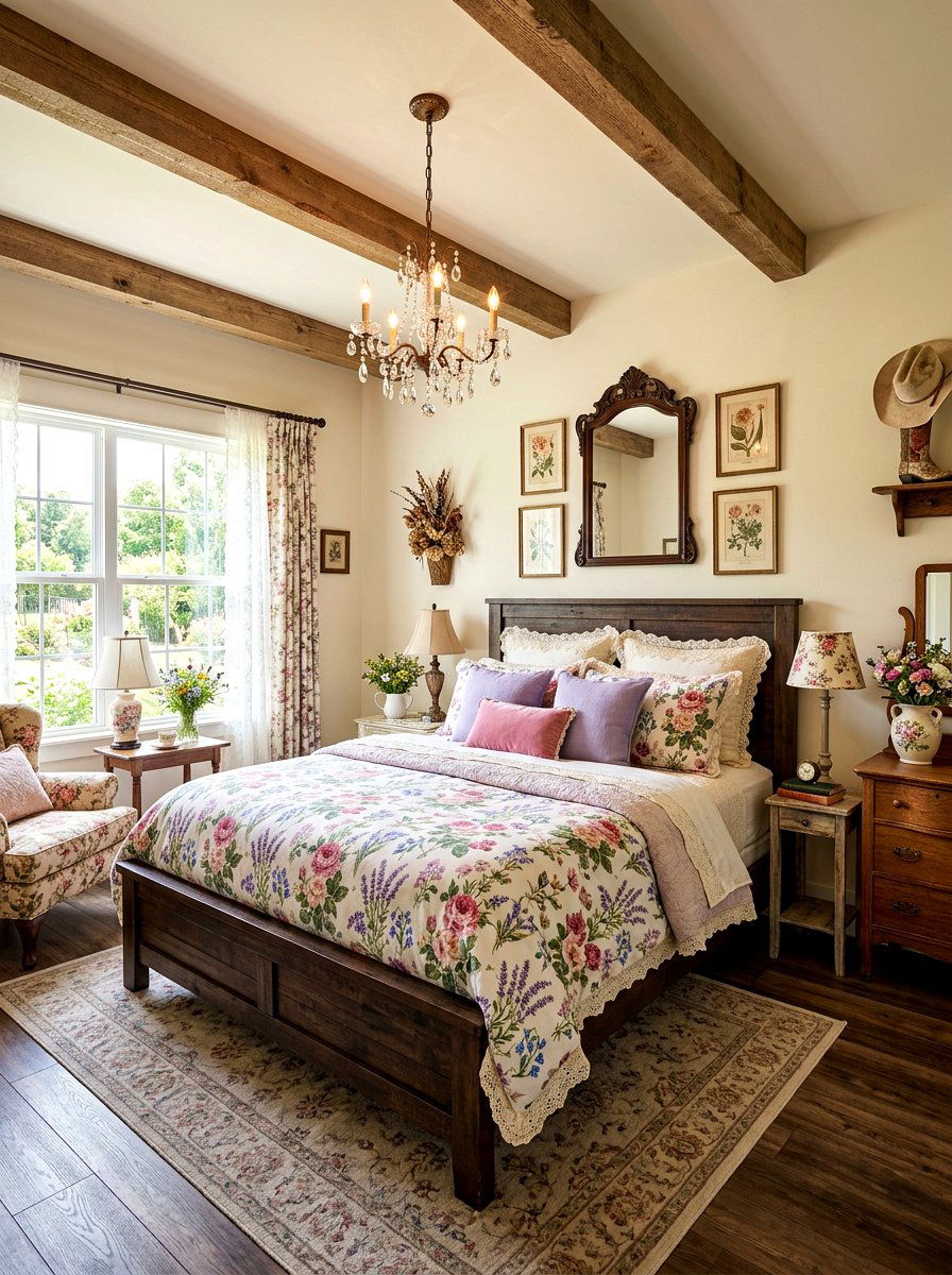 Romantic Western Floral Bedroom - 30 western bedroom ideas