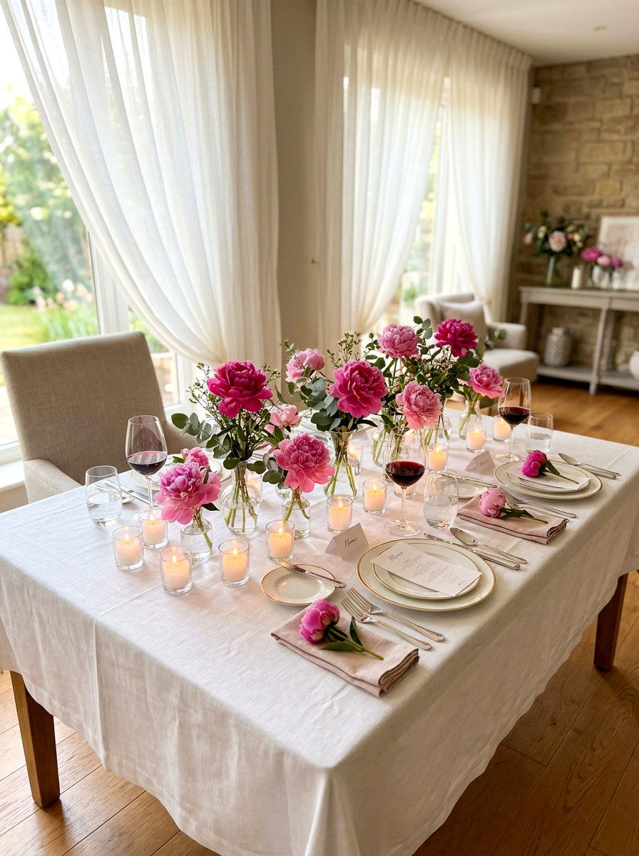 Romantic floral and candle dining decor - 30 candlelit dining room ideas aesthetic