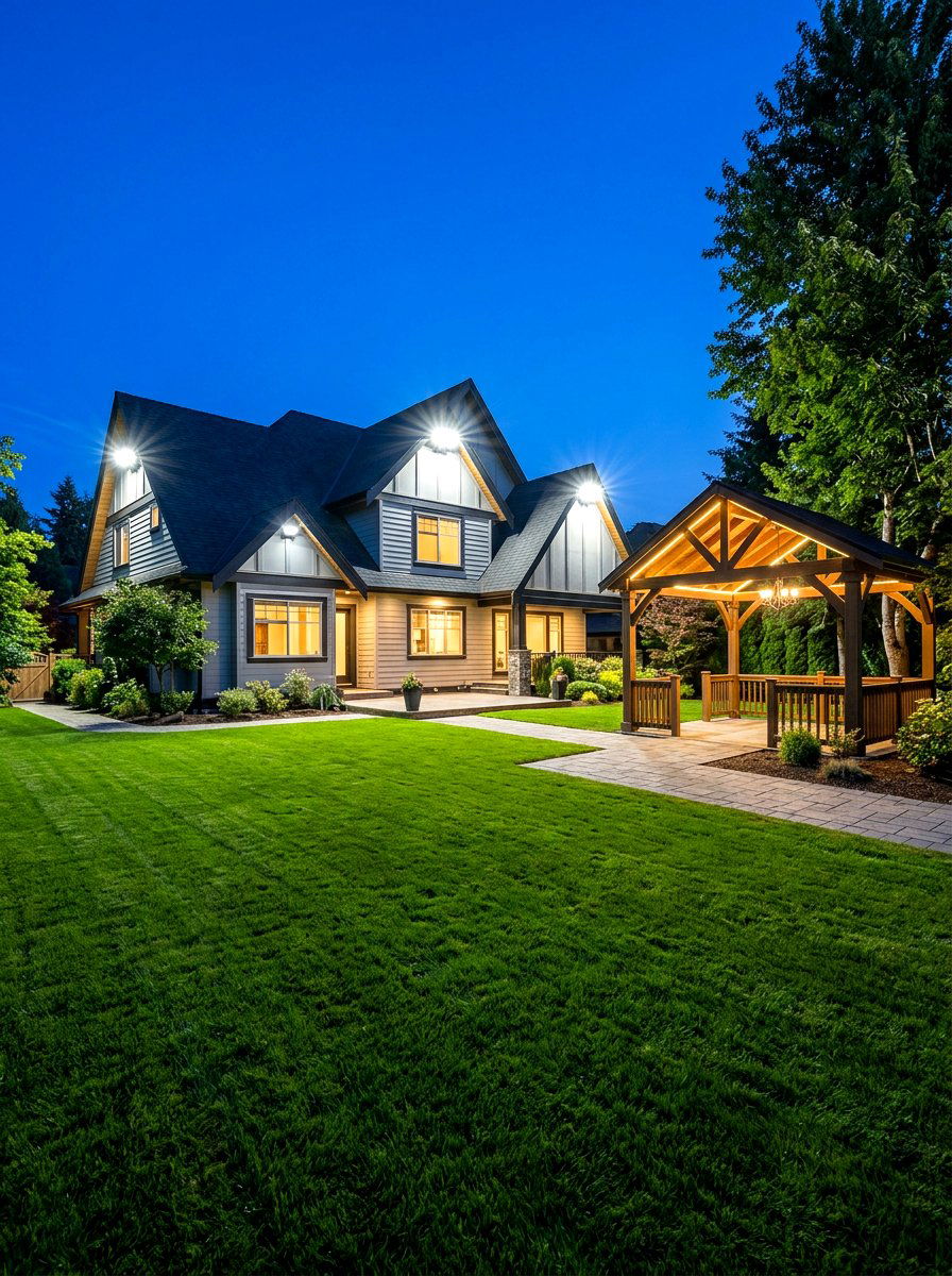 Roofline Flood Lighting - 30 outdoor structure lighting ideas