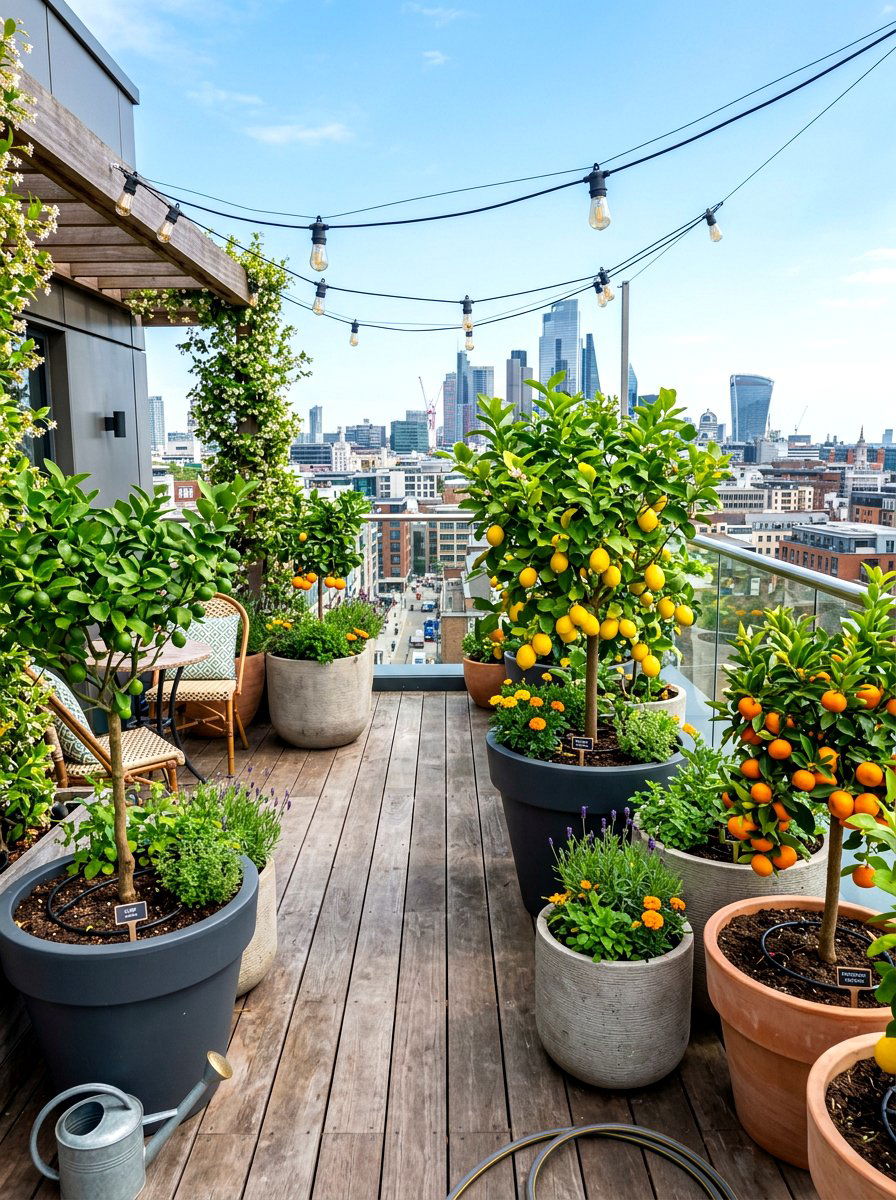 Rooftop Citrus Container Garden - 30 dwarf citrus garden ideas