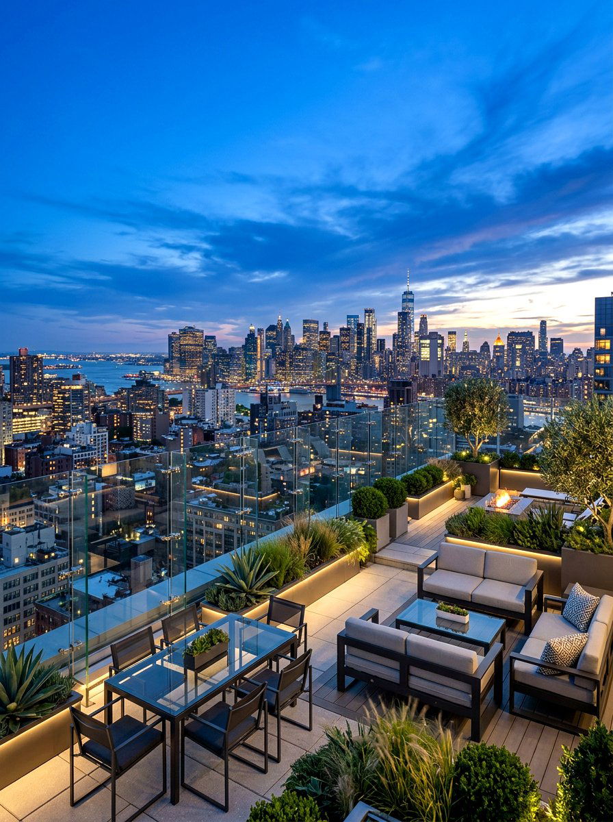 Rooftop City View - 30 outdoor dining area ideas