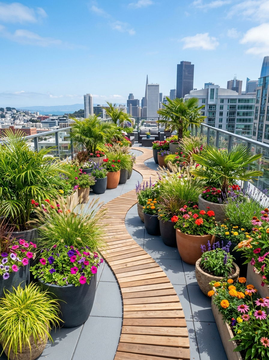 Rooftop Container Garden - 30 rooftop deck ideas
