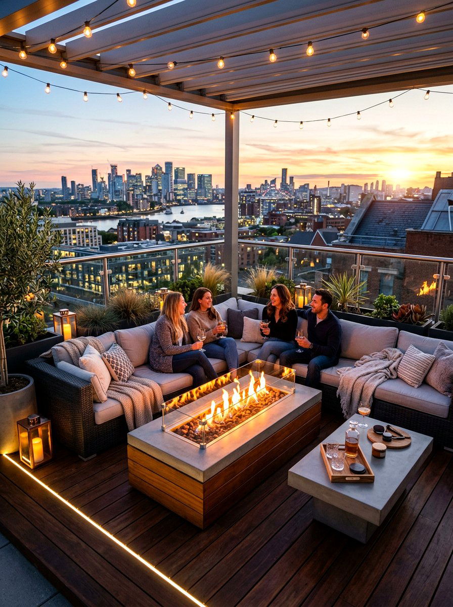 Rooftop Fire Pit Area - 30 rooftop patio garden ideas