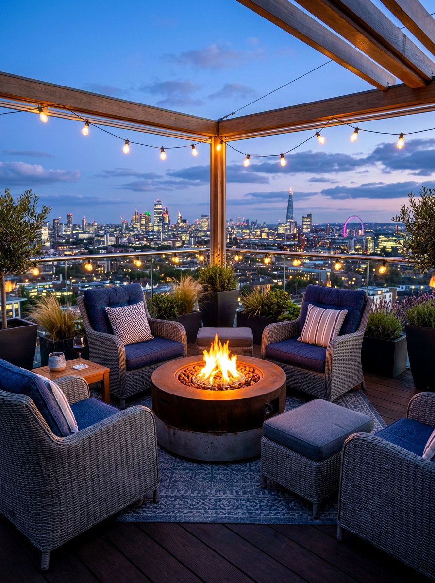Rooftop Fire Pit Area - 30 rooftop garden ideas