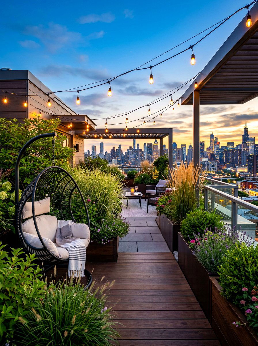 Rooftop Garden Hanging Chair - 30 hammock chair ideas