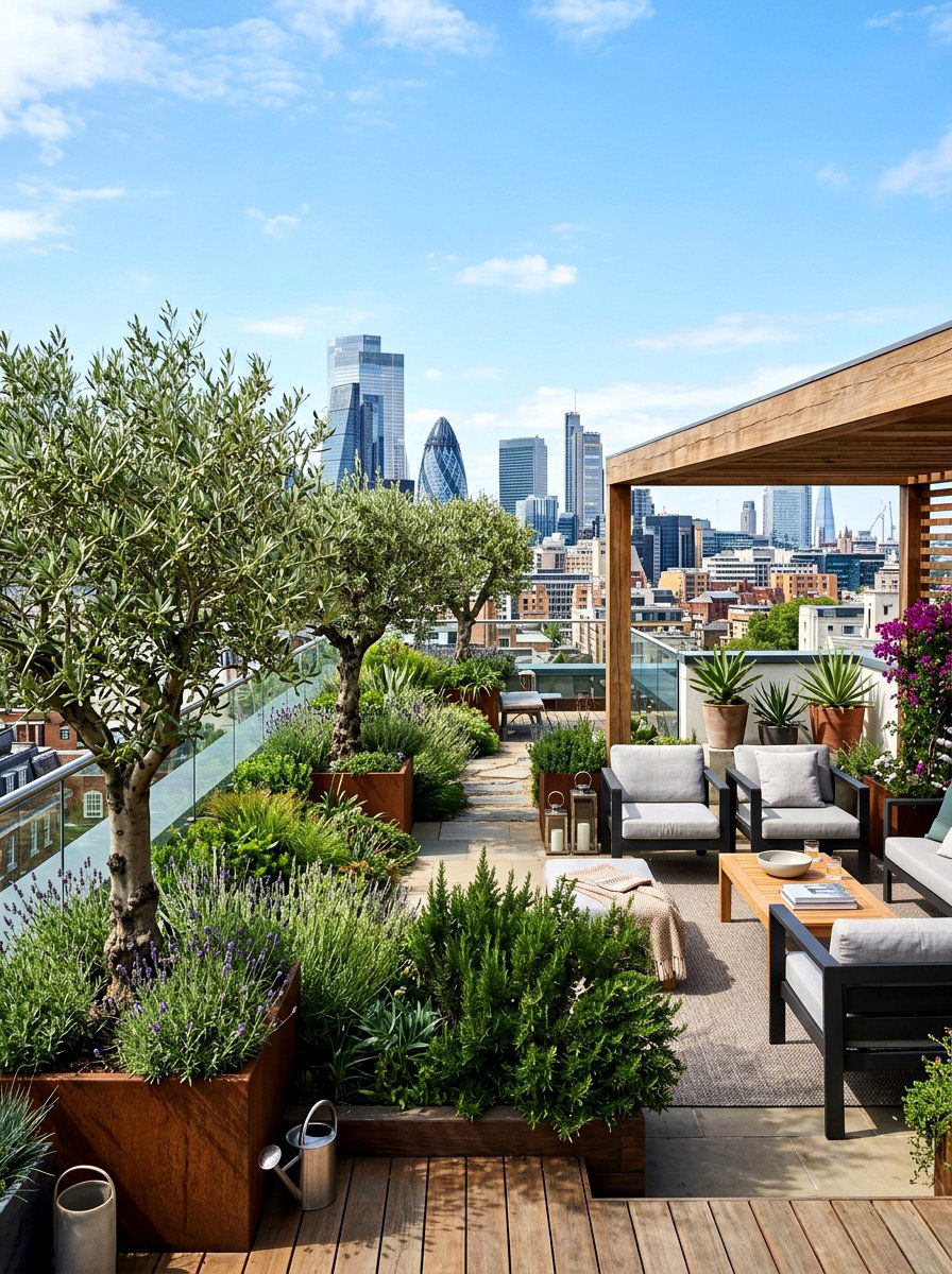 Rooftop Garden Olive Tree - 30 olive tree patio ideas