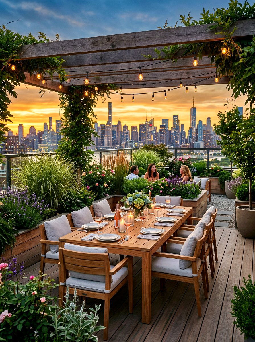 Rooftop Garden - 30 terrace dining ideas
