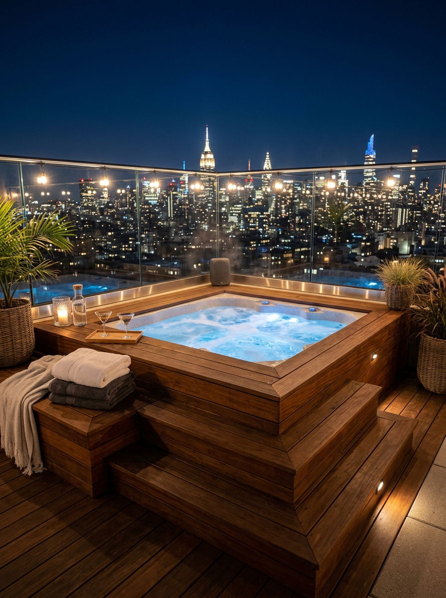 Rooftop Hot Tub - 30 rooftop deck ideas