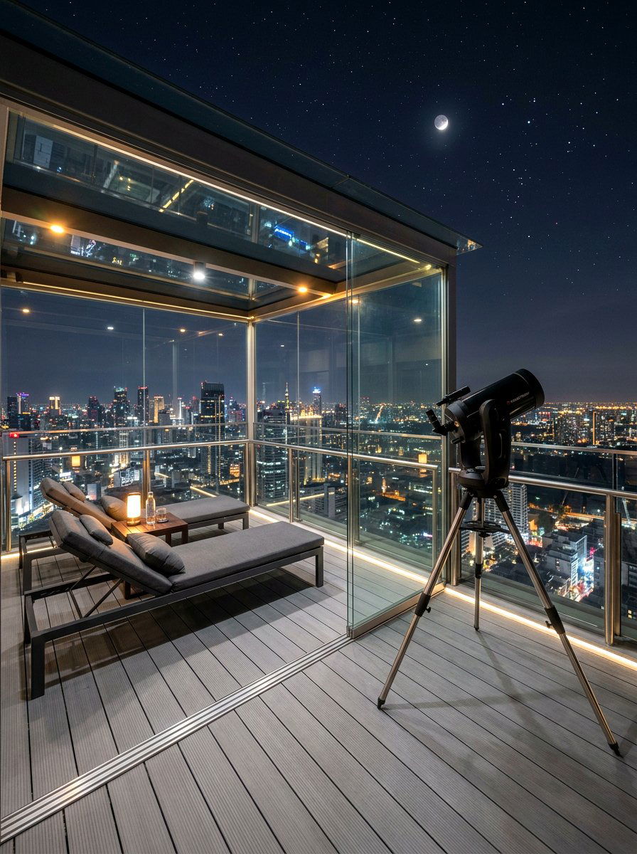Rooftop Observation Deck - 30 stargazing backyard lounge ideas