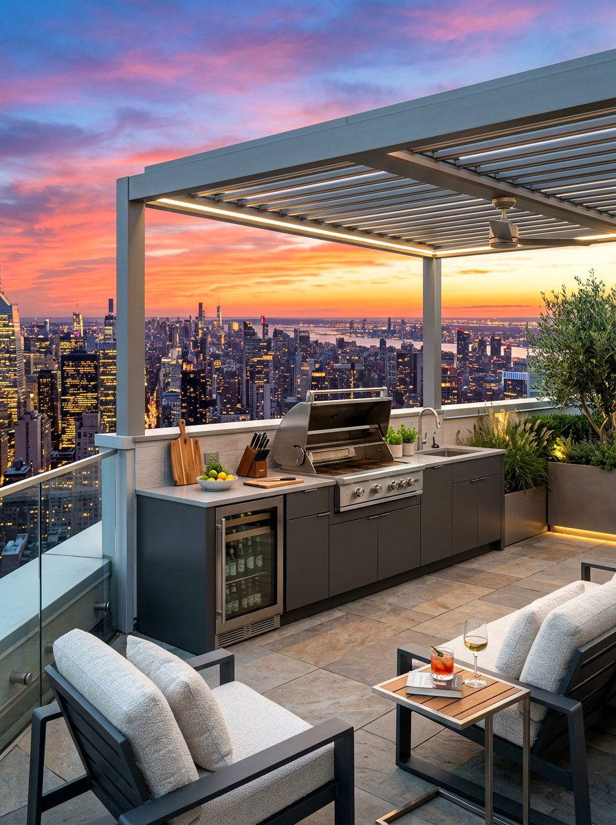 Rooftop Outdoor Kitchen - 30 outdoor kitchen lounge ideas