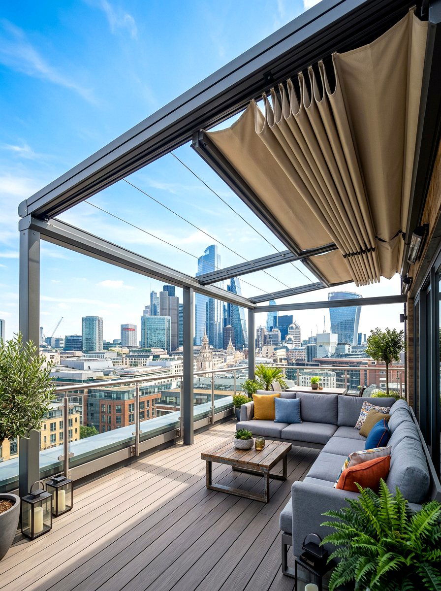 Rooftop Patio Canopy - 30 retractable canopy patio ideas