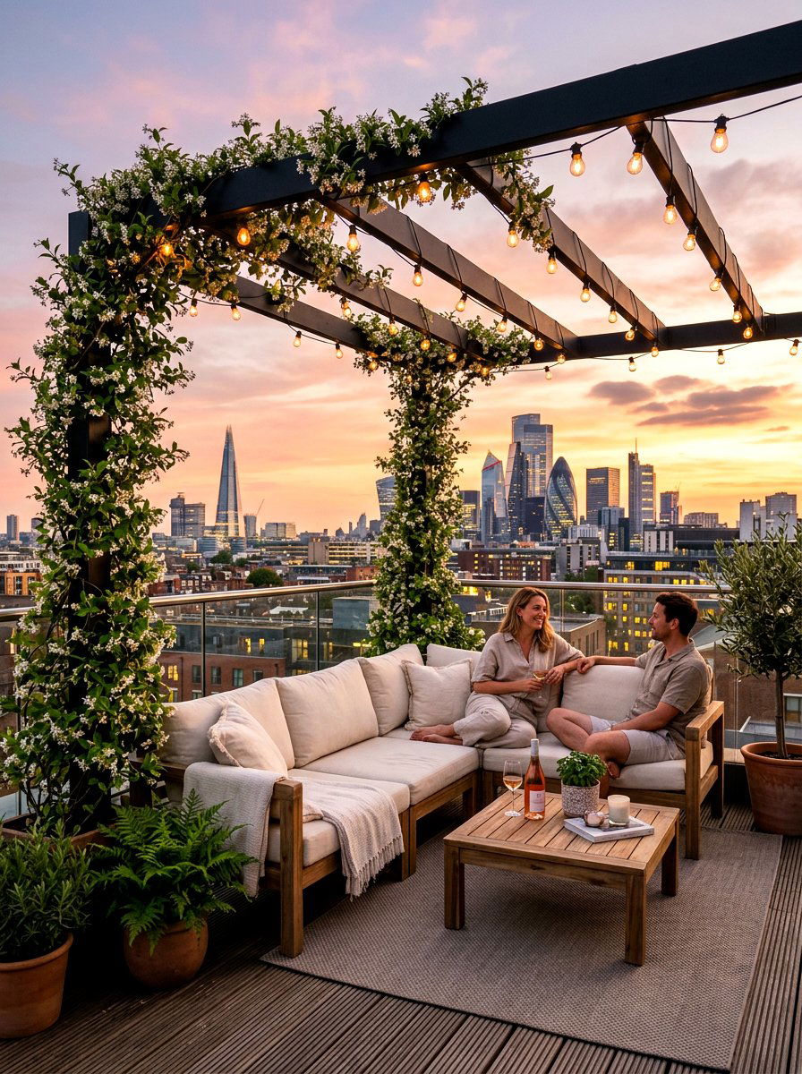 Rooftop Pergola Lounge - 30 rooftop patio ideas