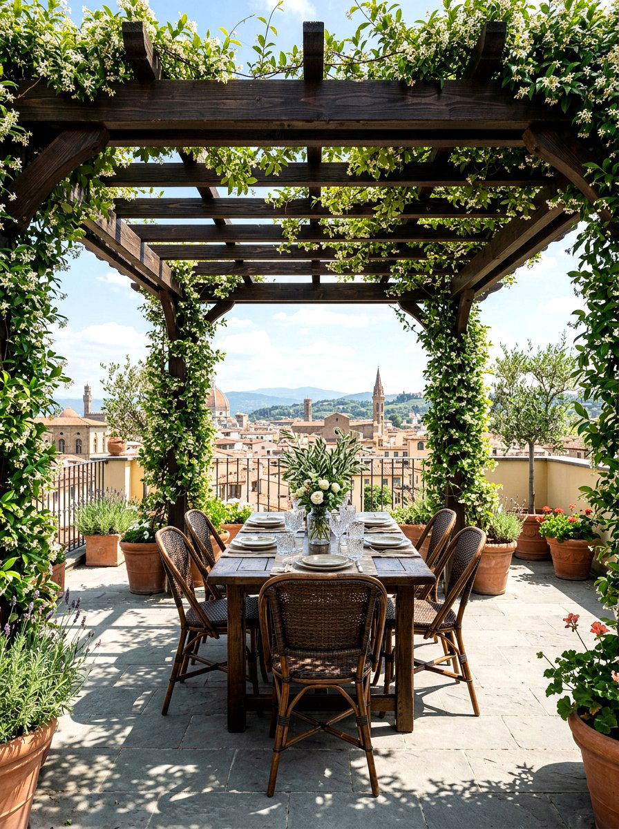 Rooftop Pergola Setup - 30 rooftop patio garden ideas