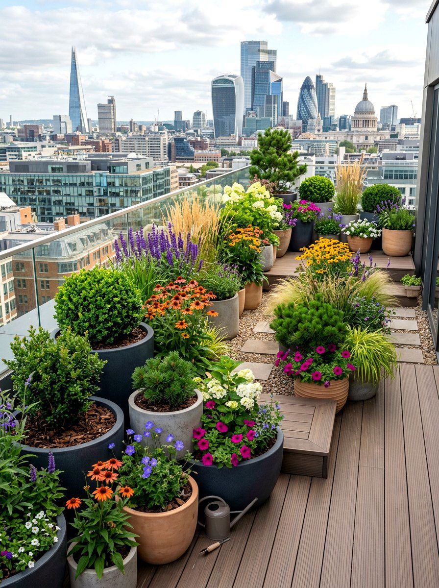 Rooftop Planter Arrangement - 30 rooftop patio ideas