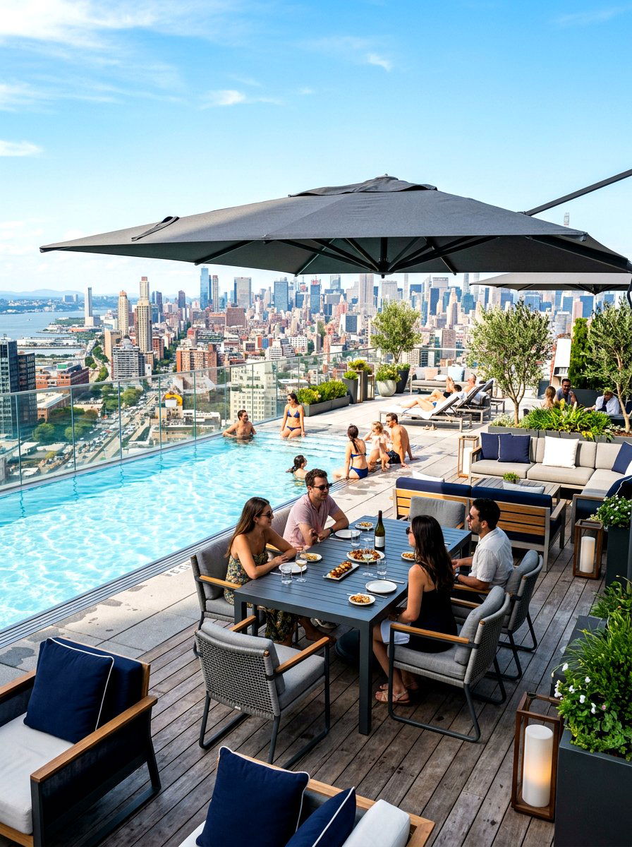 Rooftop Pool Deck - 30 poolside dining ideas