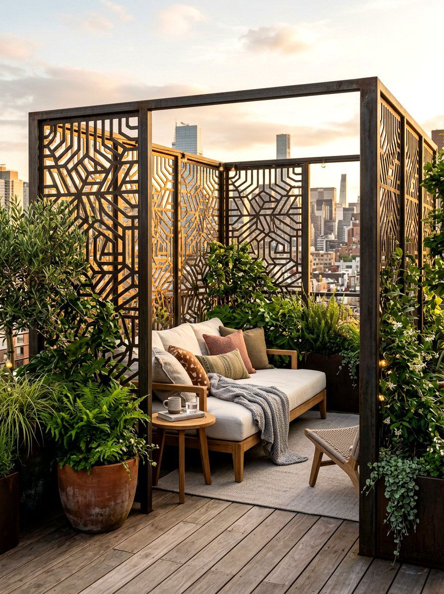 Rooftop Privacy Screen Wall - 30 rooftop patio ideas