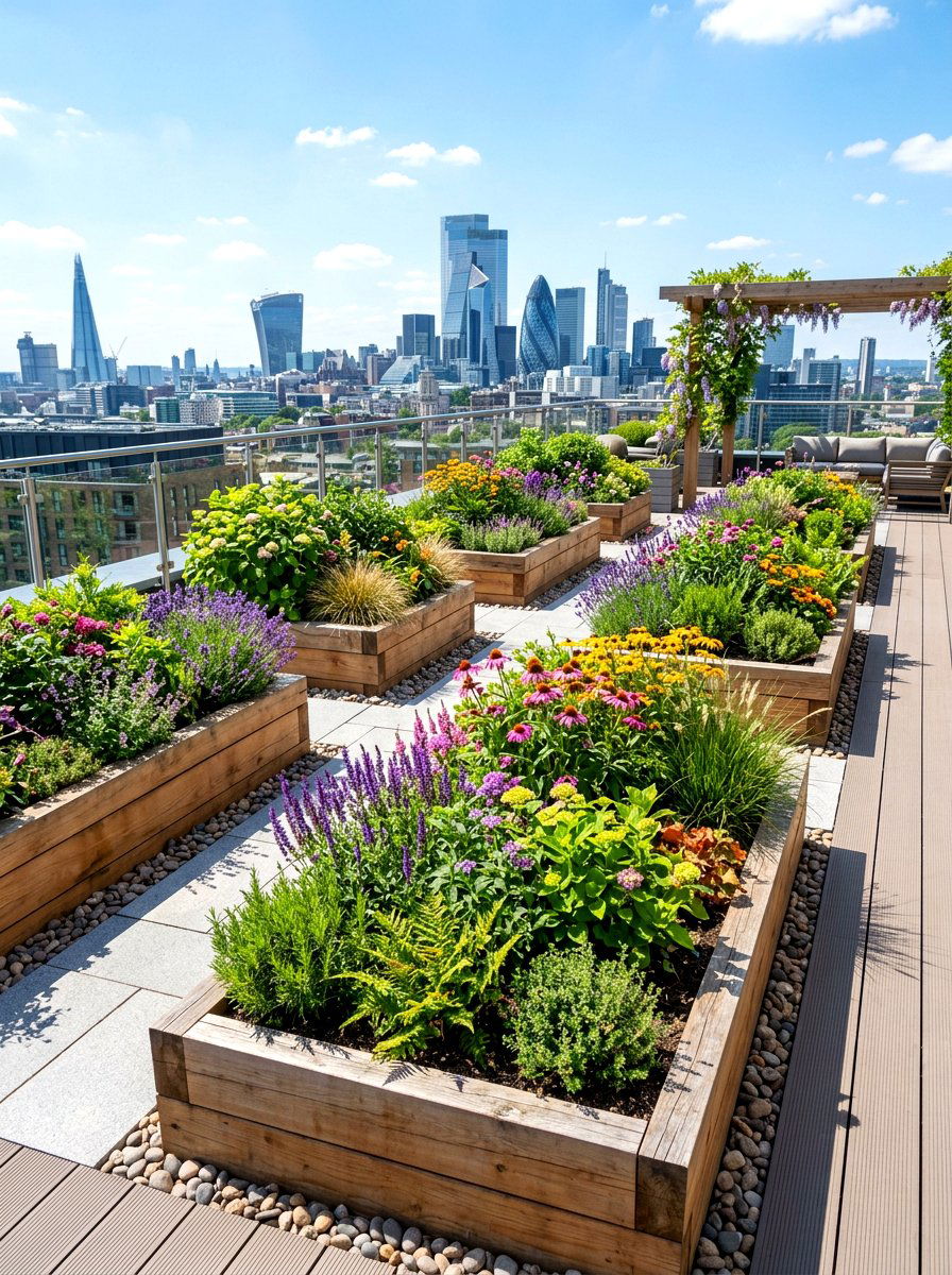 Rooftop Raised Beds - 30 rooftop patio garden ideas