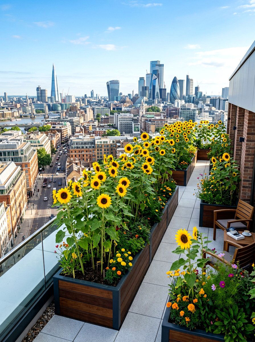 Rooftop Sunflower Garden - 30 sunflower patch ideas