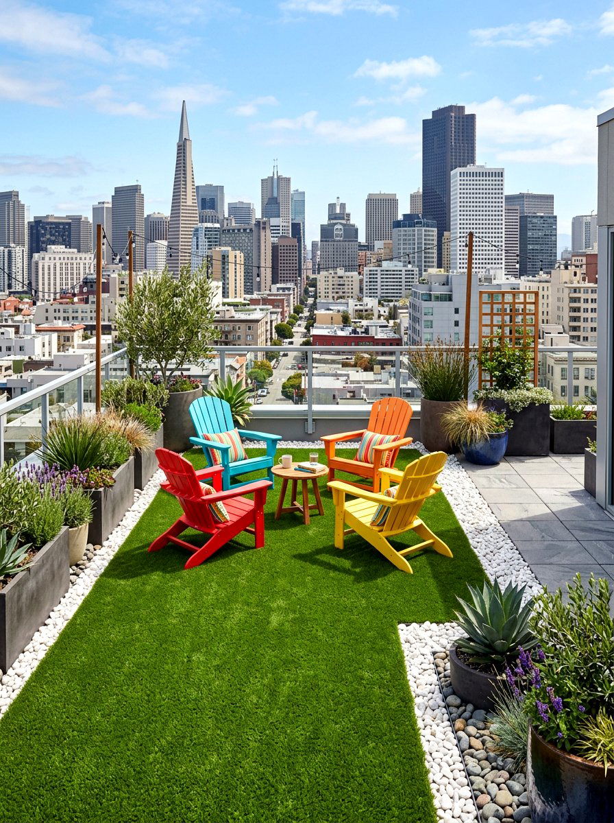 Rooftop Synthetic Turf Zone - 30 rooftop patio ideas