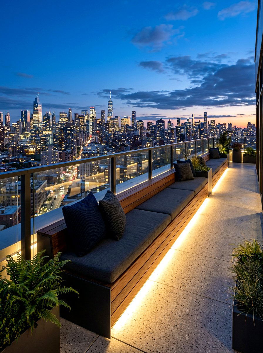 Rooftop Terrace Bench - 30 built in bench backyard ideas