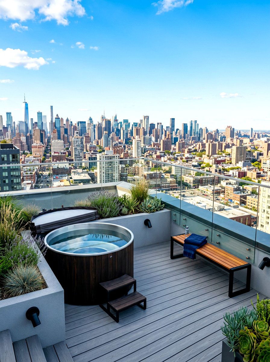 Rooftop Terrace Cold Plunge - 30 ice bath room ideas