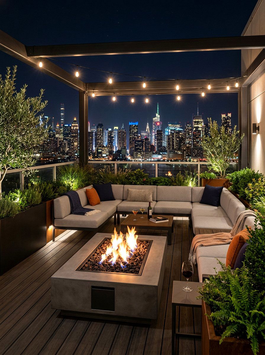 Rooftop Terrace Fire Pit - 30 fire pit patio ideas