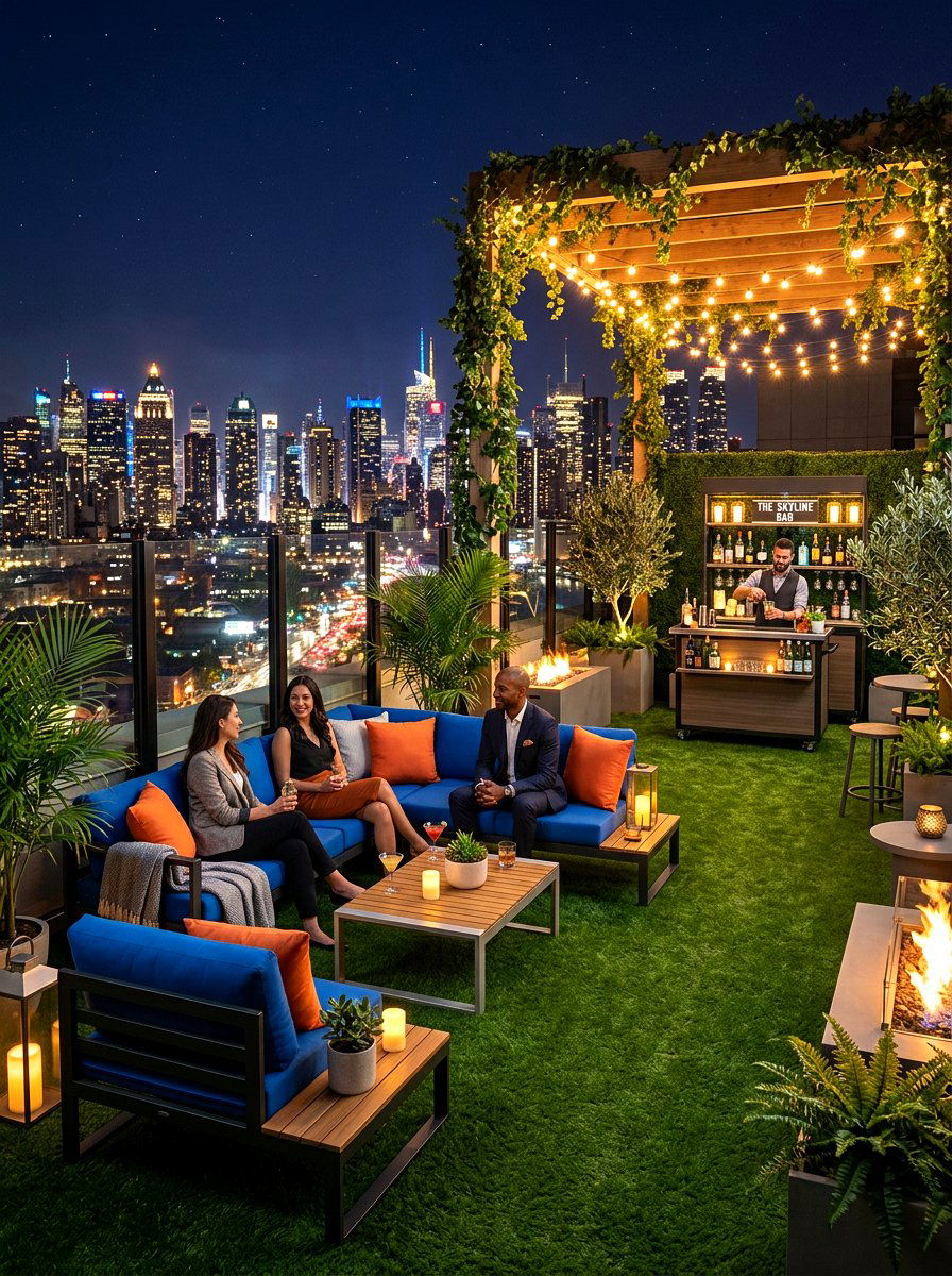 Rooftop Terrace Lounge - 30 evening backyard lounge ideas