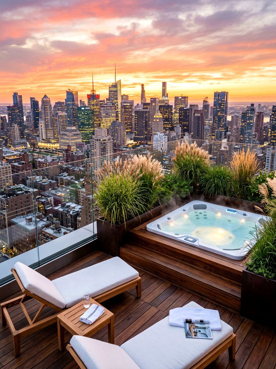 Rooftop Terrace Spa Retreat - 30 spa patio retreat ideas