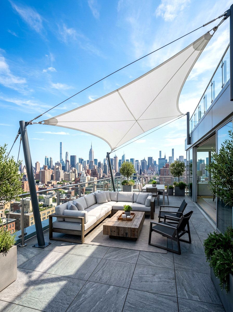 Rooftop Terrace Sun Shade - 30 sun sail patio ideas